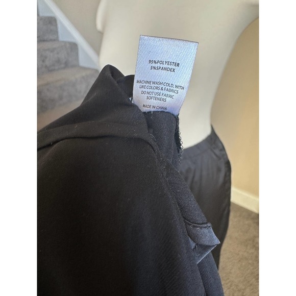 Black satin feather trim top and feather trim pants set (2 pcs) size small NWT - Picture 13 of 15